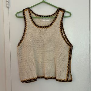 Mango suit crochet top, cream with gold and black details